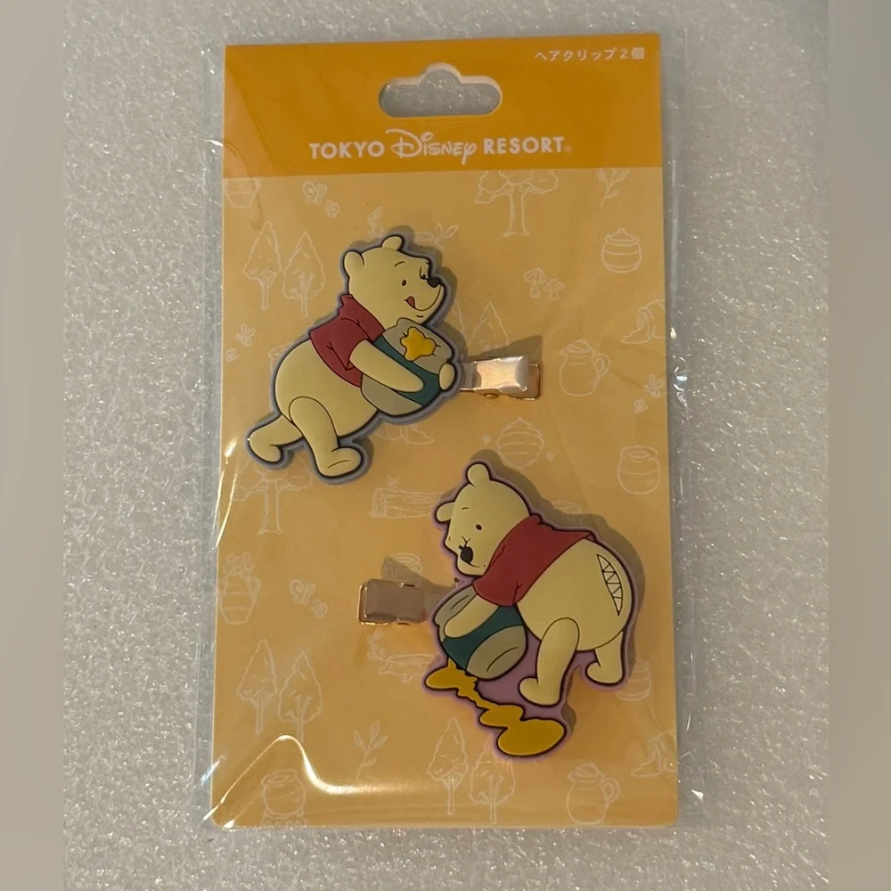 Tokyo Disney Resort Winnie the Pooh Hair Clip Set Hunny Hearted 2025 NWT - Picture 1 of 2